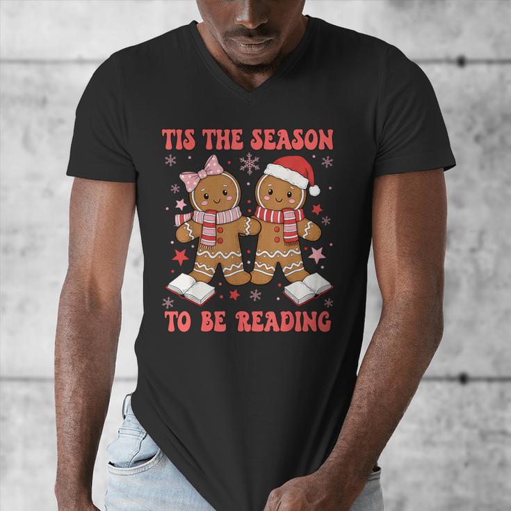 Tis The Season Reading Christmas Shirt Book Lovers Teacher Men's V-Neck T-Shirt