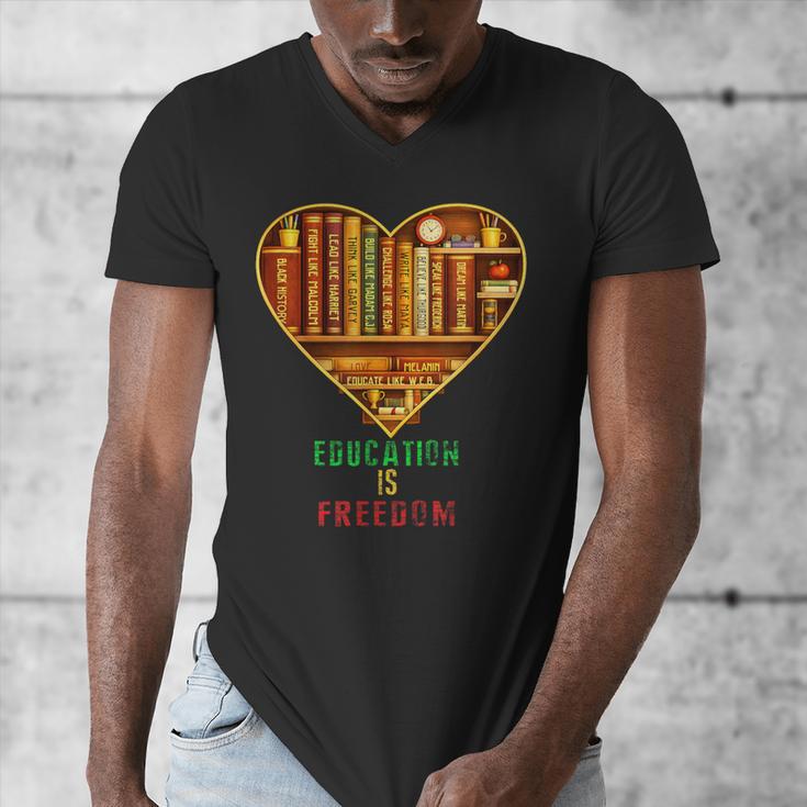 History Education Is Freedom Books Black History Heart Men's V-Neck T-Shirt