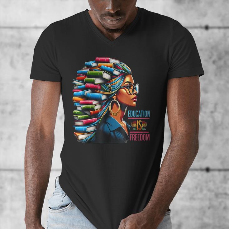 History Education Is Freedom Books Teacher Women Girls Men's V-Neck T-Shirt