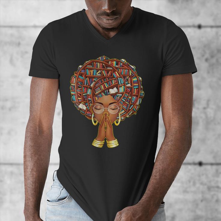 History Month Afro Book Lover Women Girls Librarian Men's V-Neck T-Shirt