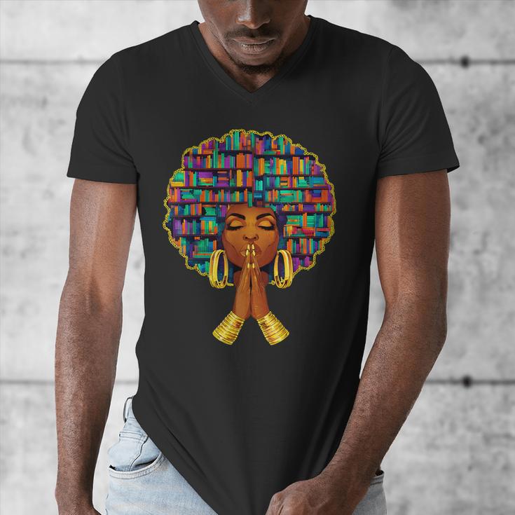 History Month Afro Women Book Lover Librarian Teacher Men's V-Neck T-Shirt