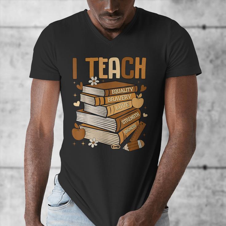 History Month I Teach Melanin Book Black Teacher Men's V-Neck T-Shirt