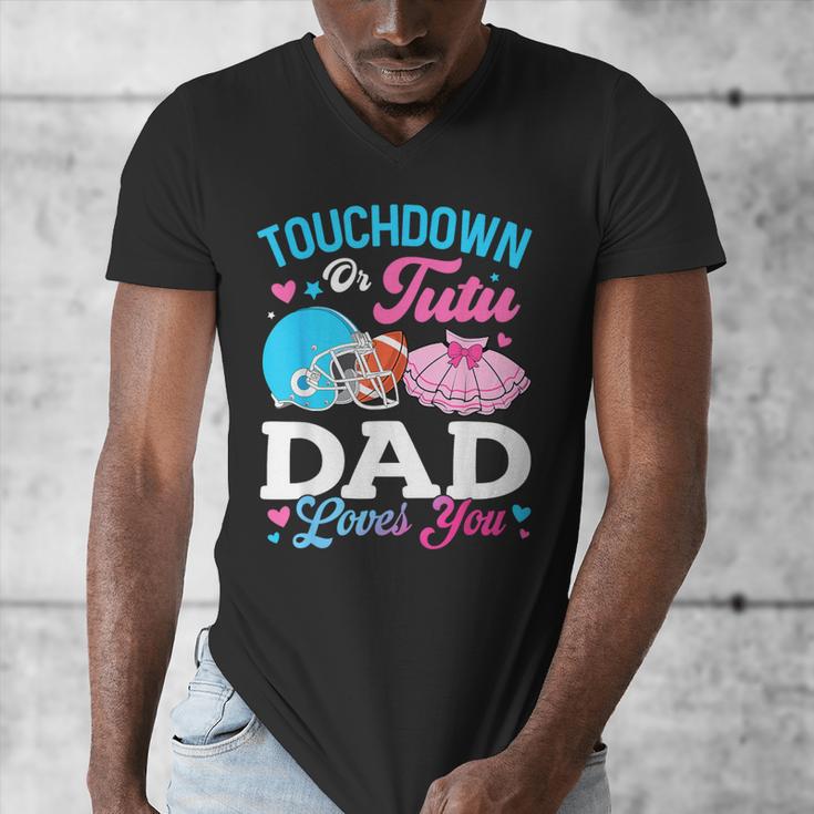 Touchdown Or Tutu Dad Loves You Gender Reveal Family Men's V-Neck T-Shirt