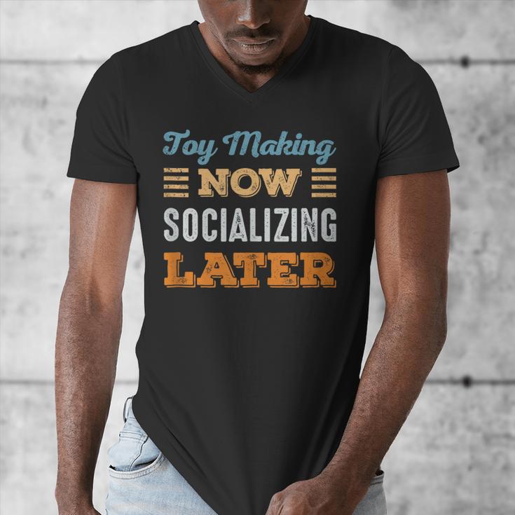 Toy Making Now Minimal Socializing Introvert Vintage Men's V-Neck T-Shirt Toy Making Now Minimal Socializing Introvert Vintage Men's V-Neck T-Shirt