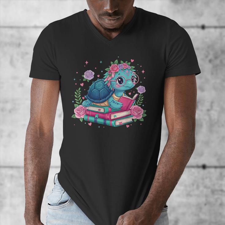 Turtle Bookworm Reading Book Bookworm Book Nerd Cute Graphic Men's V-Neck T-Shirt Turtle Bookworm Reading Book Bookworm Book Nerd Cute Graphic Men's V-Neck T-Shirt