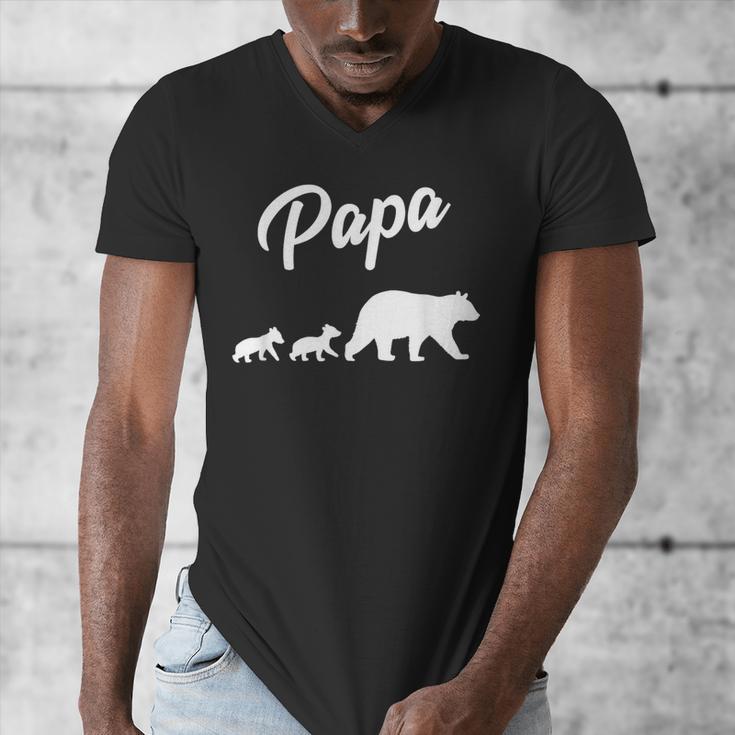 Twin Dad Papa Bear Two Cubs 2 Kids Men's V-Neck T-Shirt