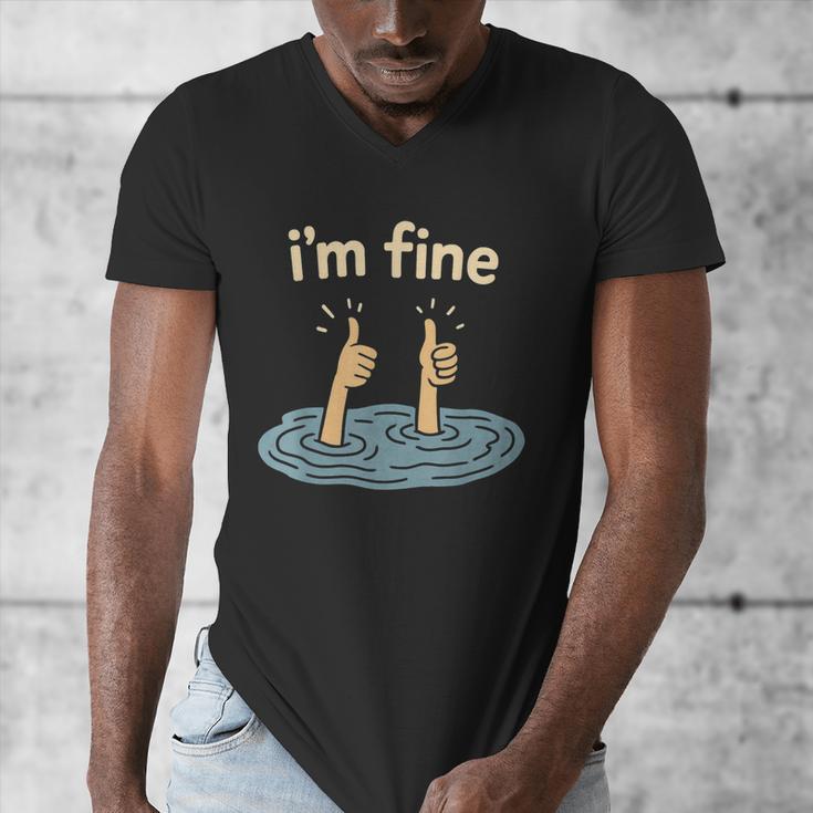 Two Thumbs Up I'm Fine Sarcastic Meme Introvert Humor Men's V-Neck T-Shirt