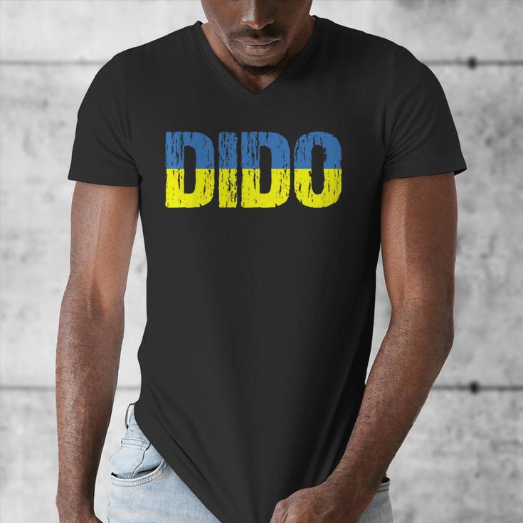 Ukrainian Dido Grandfather Dad Ukraine Flag Distressed Men's V-Neck T-Shirt Ukrainian Dido Grandfather Dad Ukraine Flag Distressed Men's V-Neck T-Shirt