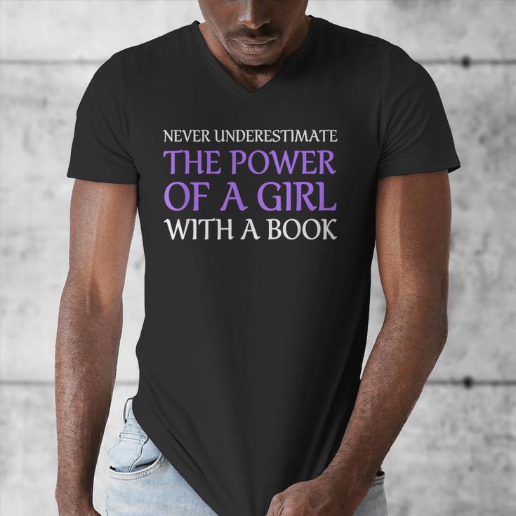 Never Underestimate Girl With A Book Women Inspiration Quote Men's V-Neck T-Shirt