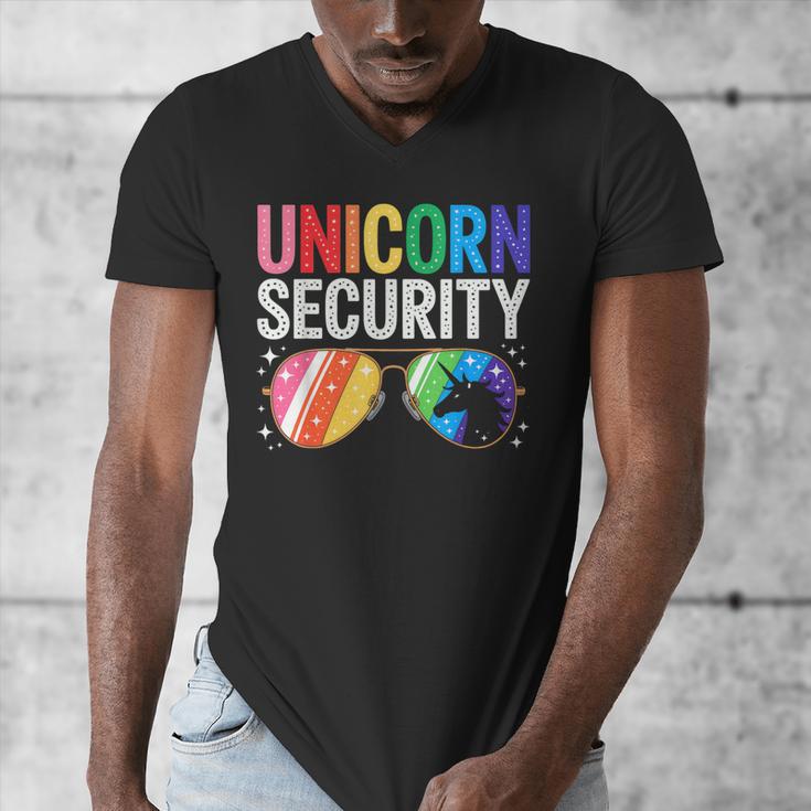 Unicorn Security Birthday Family Halloween Costume Mom Dad Men's V-Neck T-Shirt
