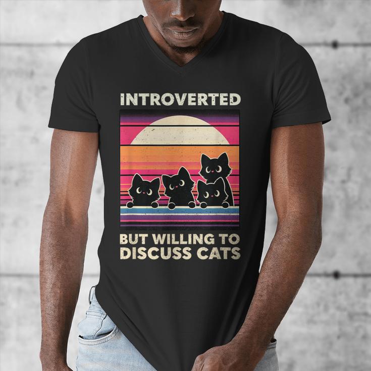 Unique Art For Introverted Cat Fans -Adults Cat Humorous Introvert Small Men's V-Neck T-Shirt
