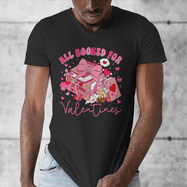 Valentine All Booked Book Coffee Coquette Bow Girl Women Men's V-Neck T-Shirt