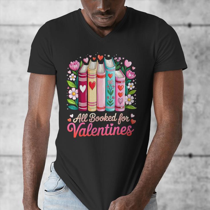 Valentine All Booked For Valentine Book Lovers Teacher Kid Men's V-Neck T-Shirt