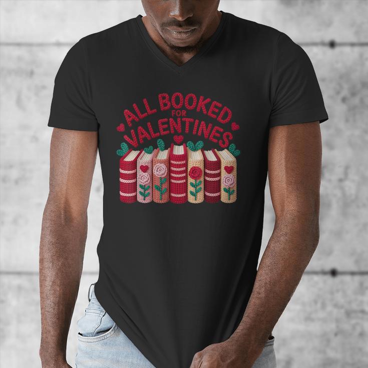 Valentines All Booked For Valentine Book Lover Teacher Men's V-Neck T-Shirt