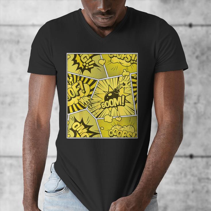 Varsity-Gold Yellow Comic Book University Varsity-Gold Men's V-Neck T-Shirt