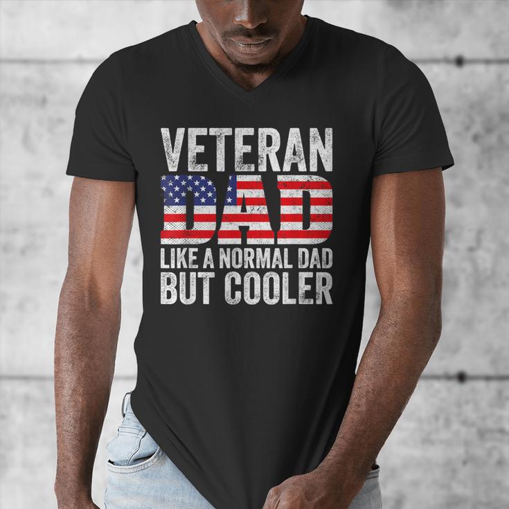 Veteran Dad Like A Normal Dad But Cooler American Flag Men's V-Neck T-Shirt