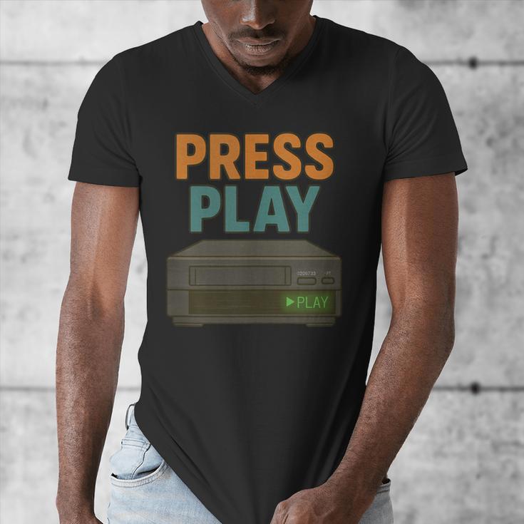 VHS Cassette Retro Analog Nostalgia Theme Men's V-Neck T-Shirt