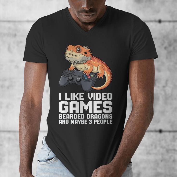 I Like Video Games Bearded Dragon Gamer Introvert Mood Men's V-Neck T-Shirt I Like Video Games Bearded Dragon Gamer Introvert Mood Men's V-Neck T-Shirt