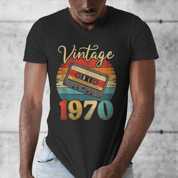 Vintage 1970 Retro Cassette Tape 70s Born Nostalgia Birthday Men's V-Neck T-Shirt