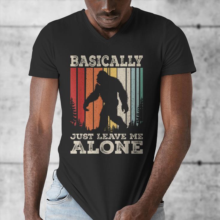 Vintage Basically Just Leave Me Alone Bigfoot Introverts Men's V-Neck T-Shirt