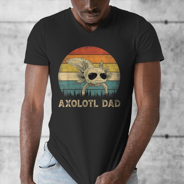 Vintage Axolotl Dad Axolotl Lovers Daddy Father's Day Men's V-Neck T-Shirt