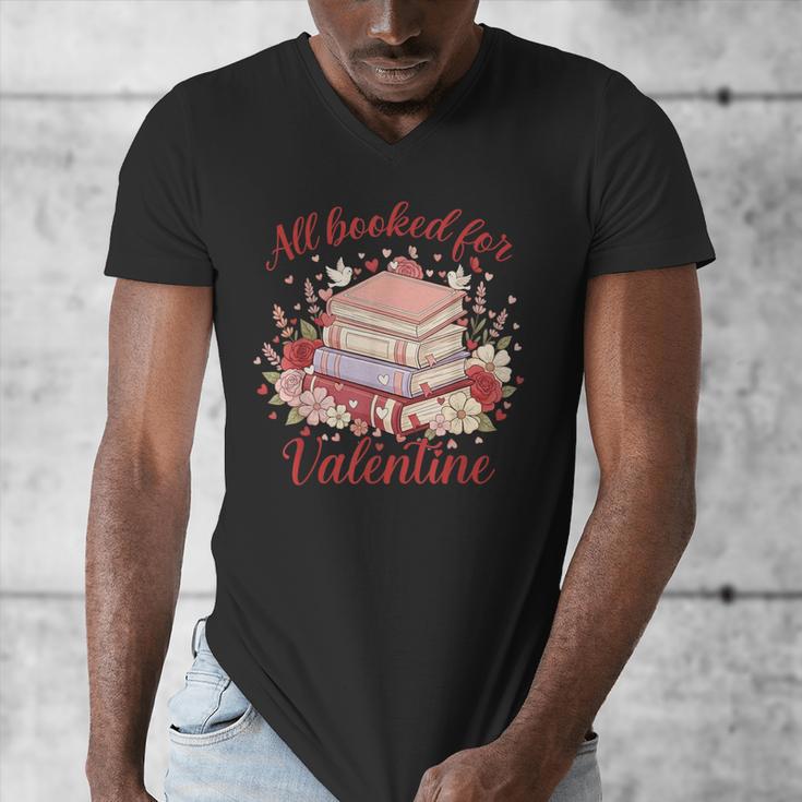 Vintage All Booked For Valentines Book Lovers Teacher Kids Men's V-Neck T-Shirt