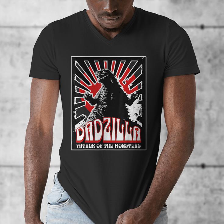 Vintage Dadzilla Father Of The Monsters Fathers Day Men's V-Neck T-Shirt