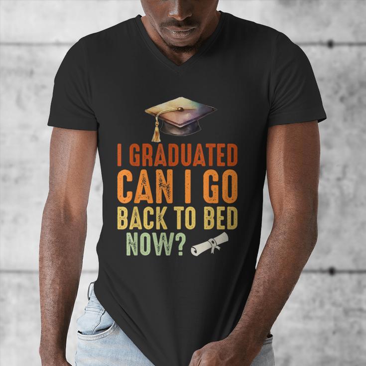 Vintage I Graduated Can I Go Back To Bed Now Graduation Men's V-Neck T-Shirt