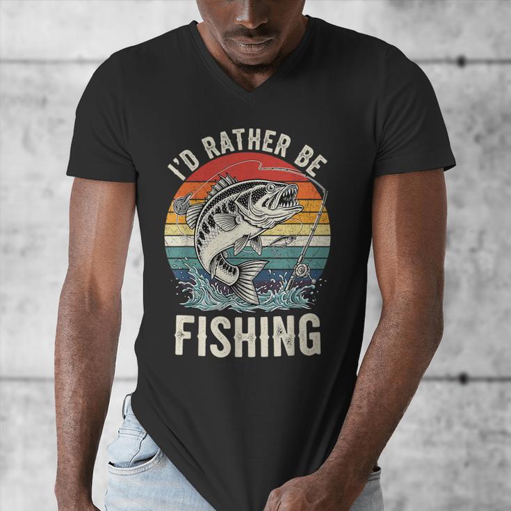 Vintage I'd Rather Be Fishing Graphic Bass Dad Boy Men Men's V-Neck T-Shirt Vintage I'd Rather Be Fishing Graphic Bass Dad Boy Men Men's V-Neck T-Shirt