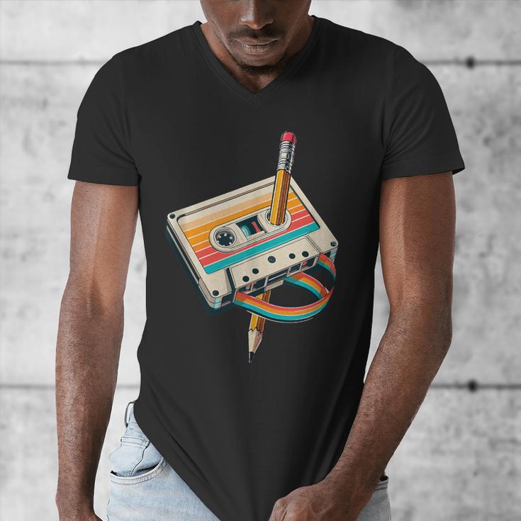 Vintage Pencil Rewind Cassette Tape Nostalgia Party 80s 90s Men's V-Neck T-Shirt