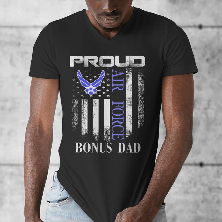 Vintage Proud Air Force Bonus Dad With American Flag Men's V-Neck T-Shirt