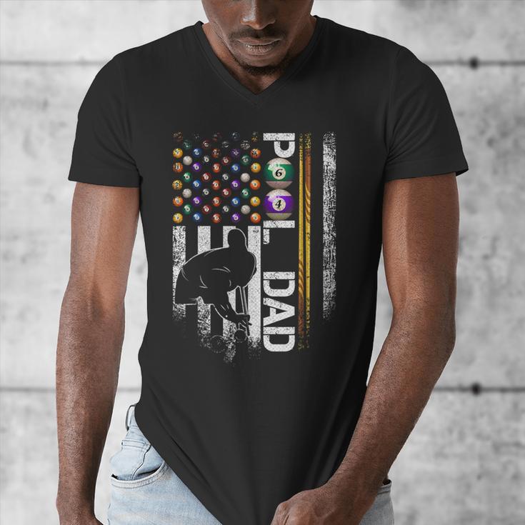 Vintage USA Flag Billiards Player Proud Pool Dad Men's V-Neck T-Shirt Vintage USA Flag Billiards Player Proud Pool Dad Men's V-Neck T-Shirt