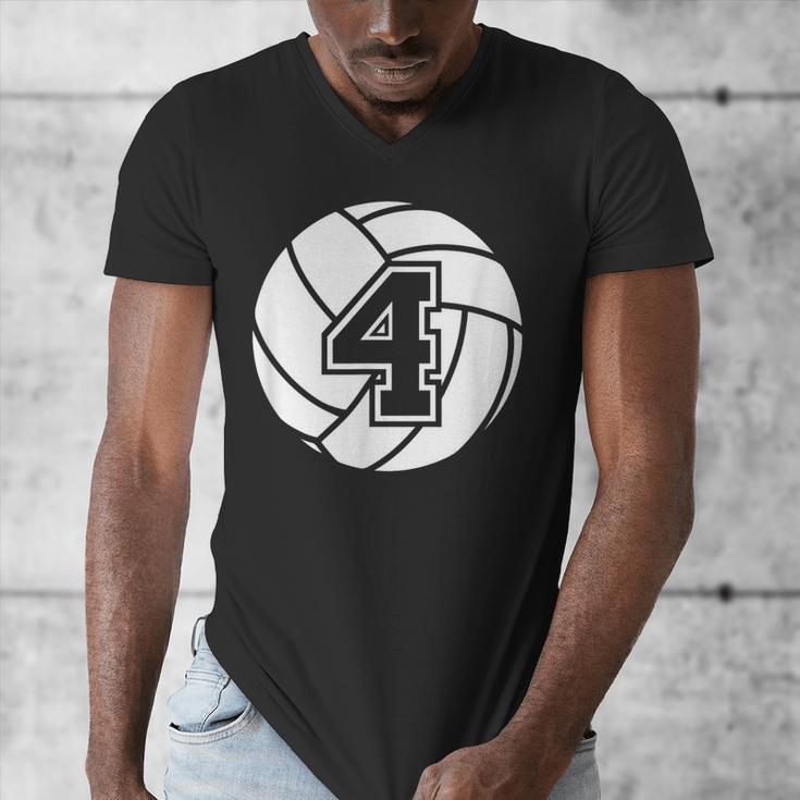 Volleyball Player 4 Volleyball Mom Dad Jersey Number 4 Men's V-Neck T-Shirt