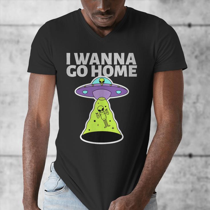 I Wanna Go Home Introvert UFO UAP Flying Saucer Trippy Alien Men's V-Neck T-Shirt I Wanna Go Home Introvert UFO UAP Flying Saucer Trippy Alien Men's V-Neck T-Shirt