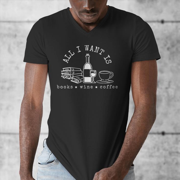 I Want Books Wine Coffee Men's V-Neck T-Shirt