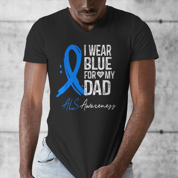 I Wear Blue For My Dad Shirt ALS Awareness Tshirt Men's V-Neck T-Shirt