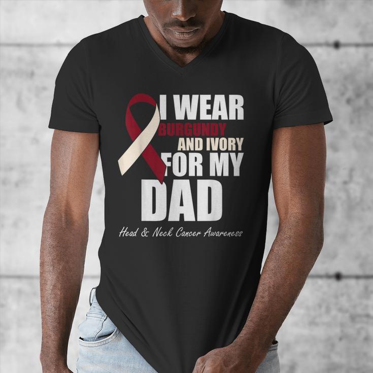 I Wear Burgundy Ivory For My Dad Oral Head Neck Cancer Men's V-Neck T-Shirt