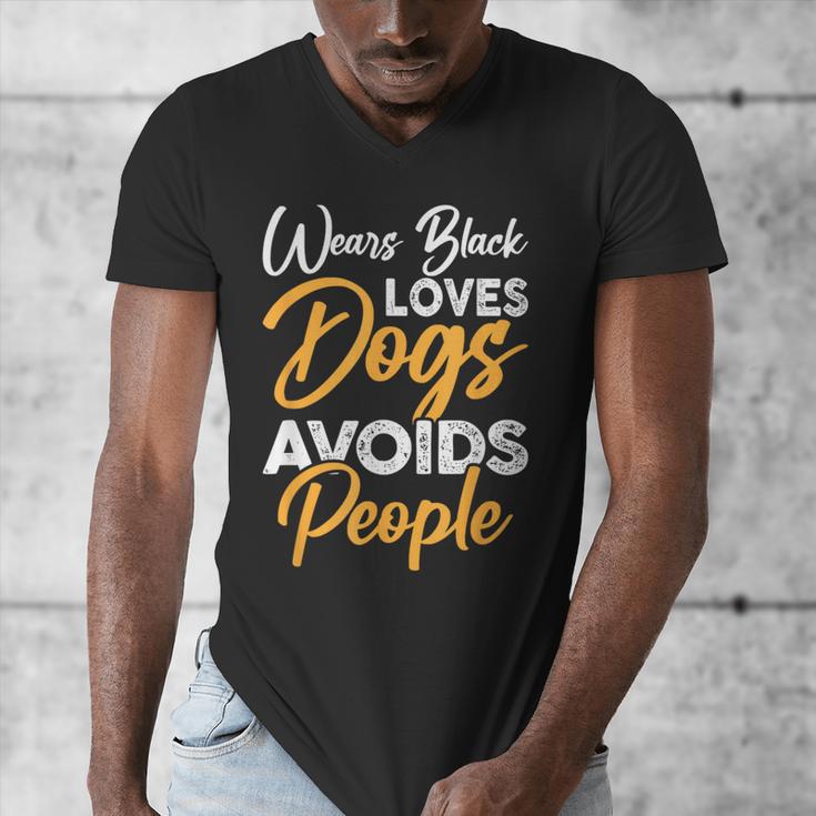 Wears Loves Dogs Avoids People I Introvert Men's V-Neck T-Shirt