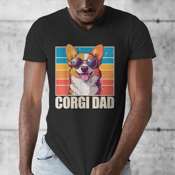 Welsh Corgi Pembroke Dog Corgi Dad -Adults Small Classic Fit Short Sleeve Cotton Polyester Blend Men's V-Neck T-Shirt