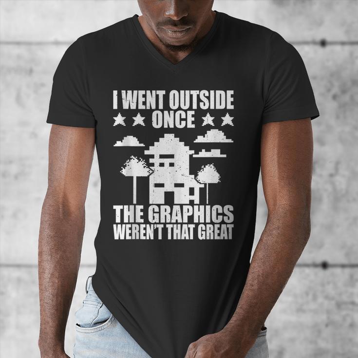 I Went Outside Once Introverts Joke Social Loner Men's V-Neck T-Shirt