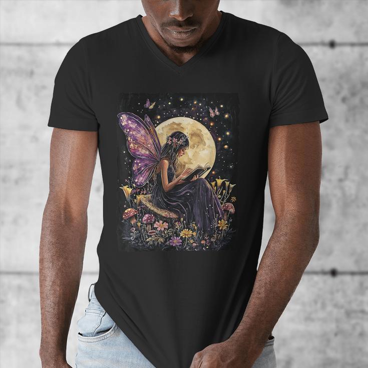 Whimsical Book Fairy Reading Bookish Fairycore Men's V-Neck T-Shirt