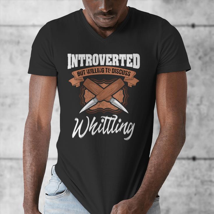 Whittling Hobby Woodcarve Introverted Wood Artist Whittler Men's V-Neck T-Shirt