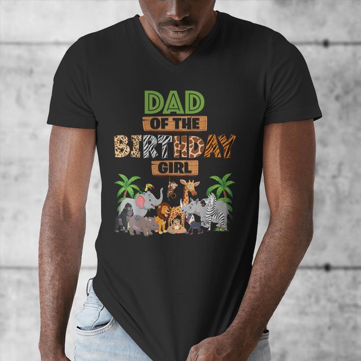 Wild Dad Of The Birthday Girl Zoo Safari Jungle Animal Men's V-Neck T-Shirt