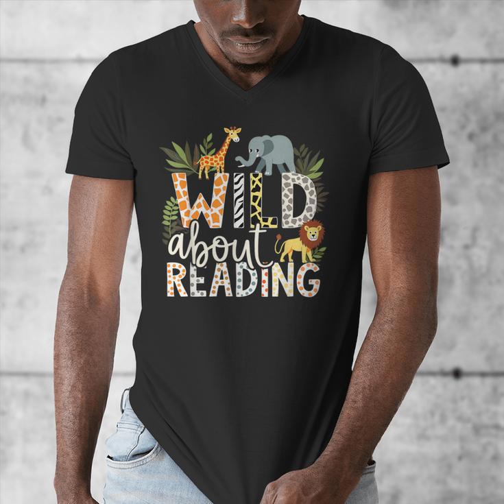 Wild About Reading Animals And Book Lovers Men's V-Neck T-Shirt