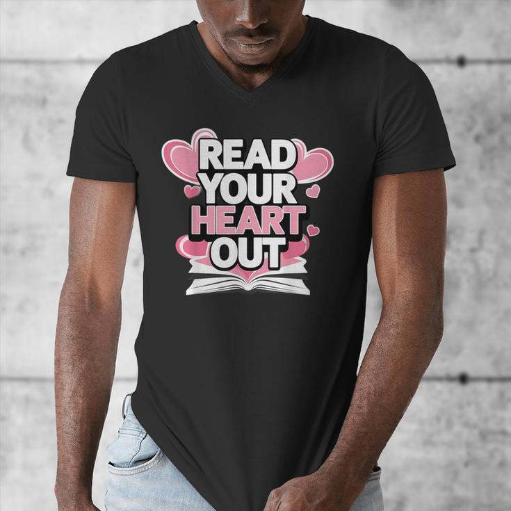 Women Read Your Heart Out Valentine's Day Teacher Book Men's V-Neck T-Shirt Women Read Your Heart Out Valentine's Day Teacher Book Men's V-Neck T-Shirt