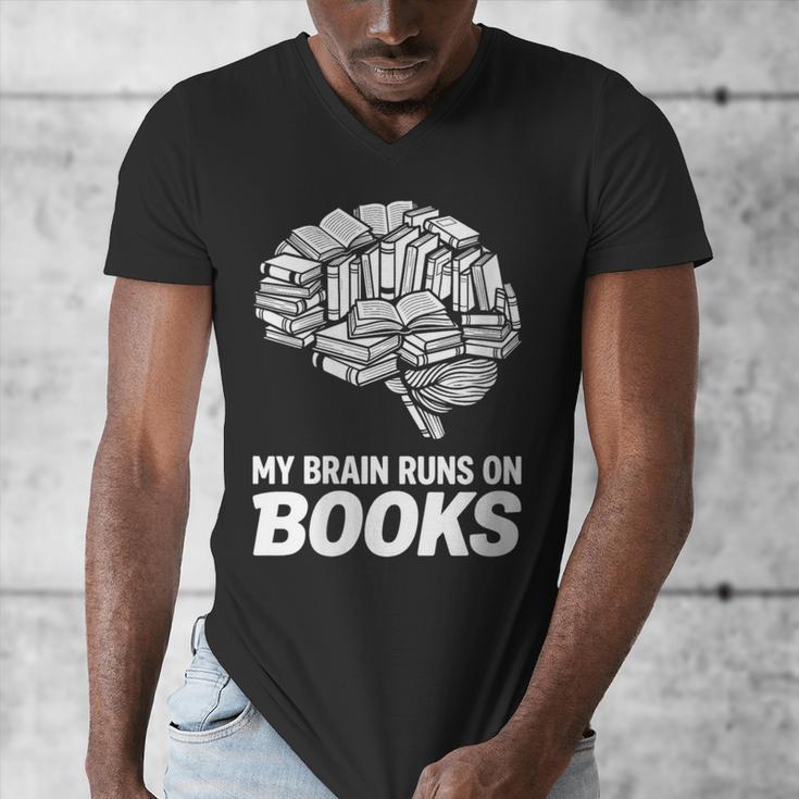 Women's My Brain Runs On Books Reading Bookworm Men Women Men's V-Neck T-Shirt Women's My Brain Runs On Books Reading Bookworm Men Women Men's V-Neck T-Shirt