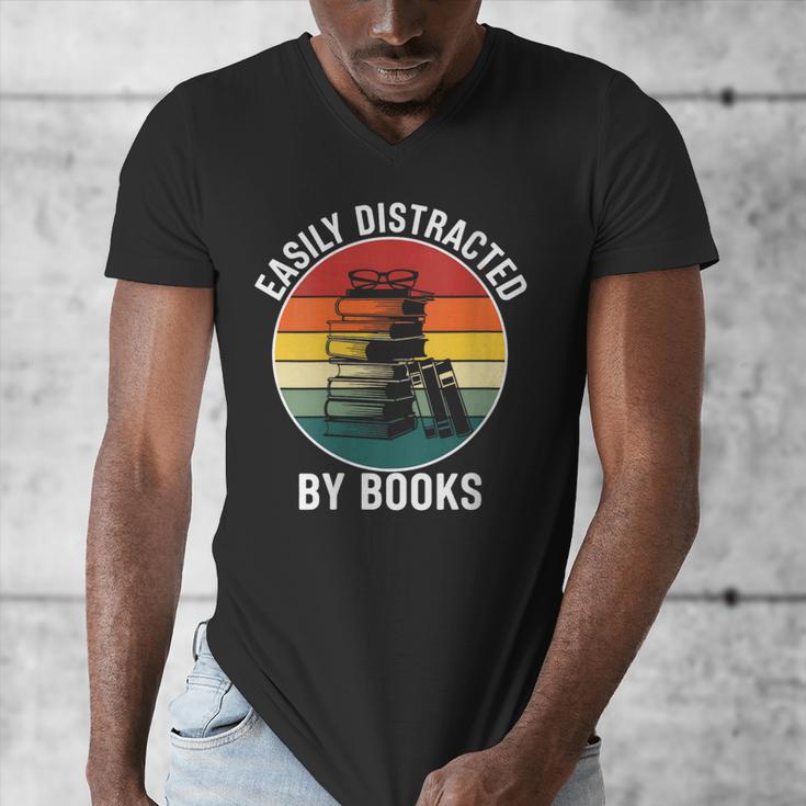 Women's Easily Distracted By Books Men's V-Neck T-Shirt Women's Easily Distracted By Books Men's V-Neck T-Shirt