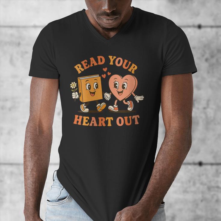 Women's Read Your Heart Out Teacher Valentines Reading Book Love Men's V-Neck T-Shirt Women's Read Your Heart Out Teacher Valentines Reading Book Love Men's V-Neck T-Shirt