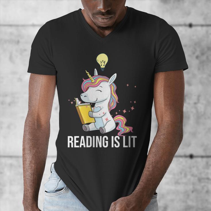 Women's Reading Is Lit Unicorn Library English Teacher Book Lover Men's V-Neck T-Shirt Women's Reading Is Lit Unicorn Library English Teacher Book Lover Men's V-Neck T-Shirt