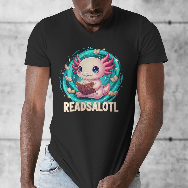 Women's Readsolotl Kawaii Axolotl Reading Book Lover Men's V-Neck T-Shirt Women's Readsolotl Kawaii Axolotl Reading Book Lover Men's V-Neck T-Shirt